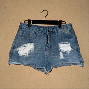 New Di Lead Black Jean Shorts Distressed Mid Rise Daisy Duke Womens Size m